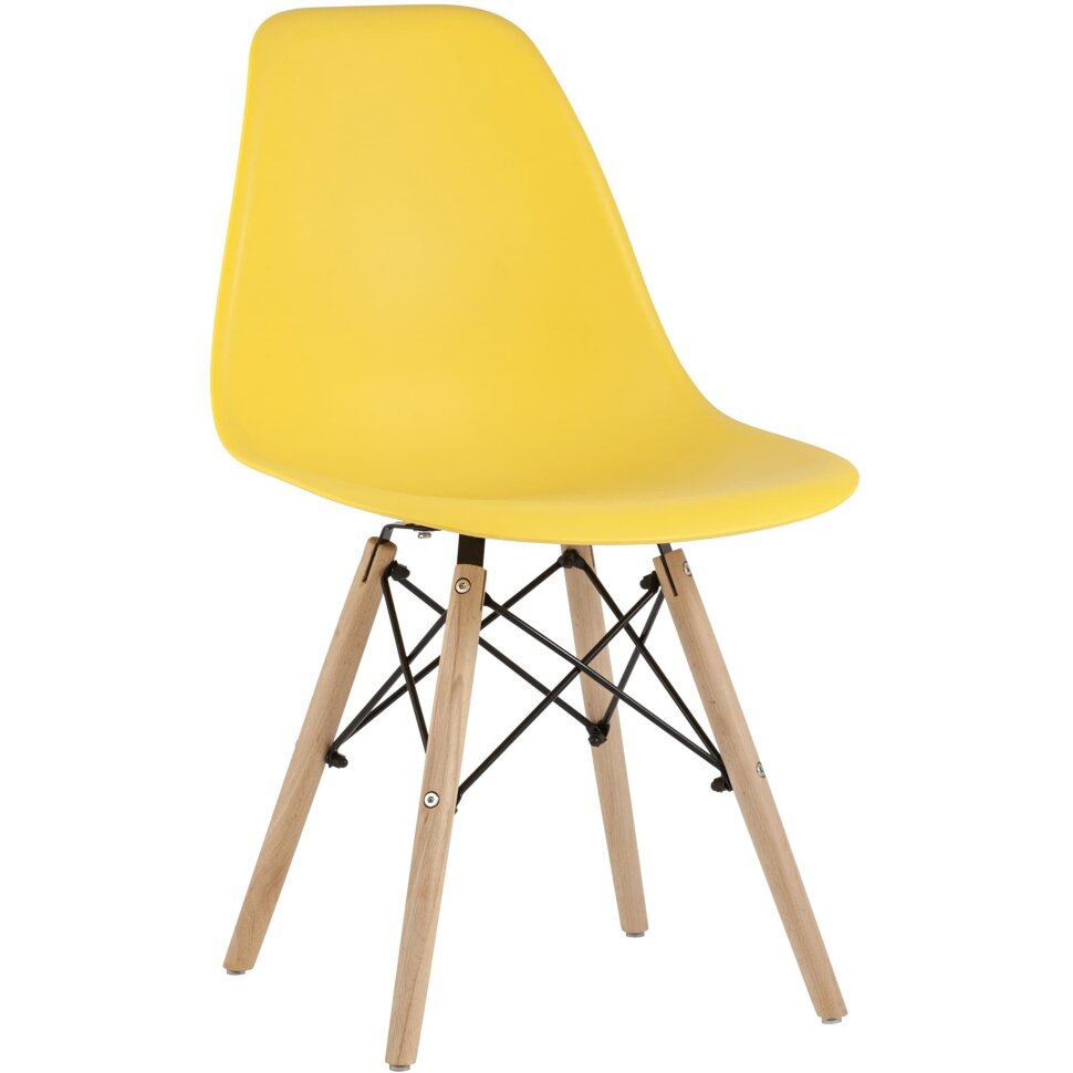 Eames Style DSW желтый пластик, стальной каркас, натуральный массив бука Eames Style DSW желтый пластик, стальной каркас, натуральный массив бука