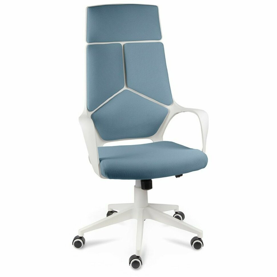 Кресло офисное / IQ / (White plastic blue) белый  пластик / голубая ткань 