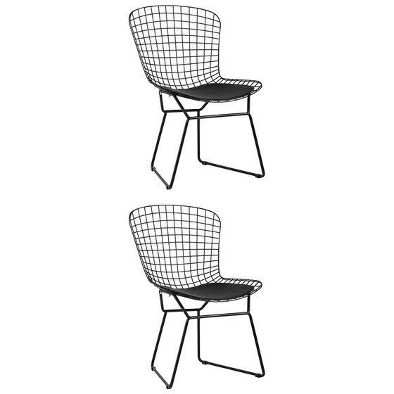 Стул обеденный Bertoia черный с черной подушкой 2 шт Стул обеденный Bertoia черный с черной подушкой 2 шт