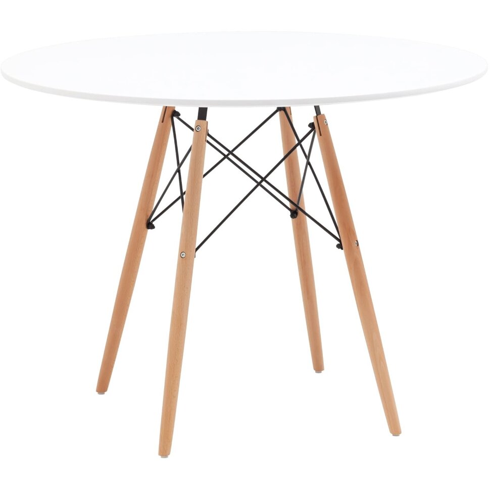 EAMES DSW D100, белый, столешница МДФ, ножки метал, массив бука EAMES DSW D100, белый, столешница МДФ, ножки метал, массив бука