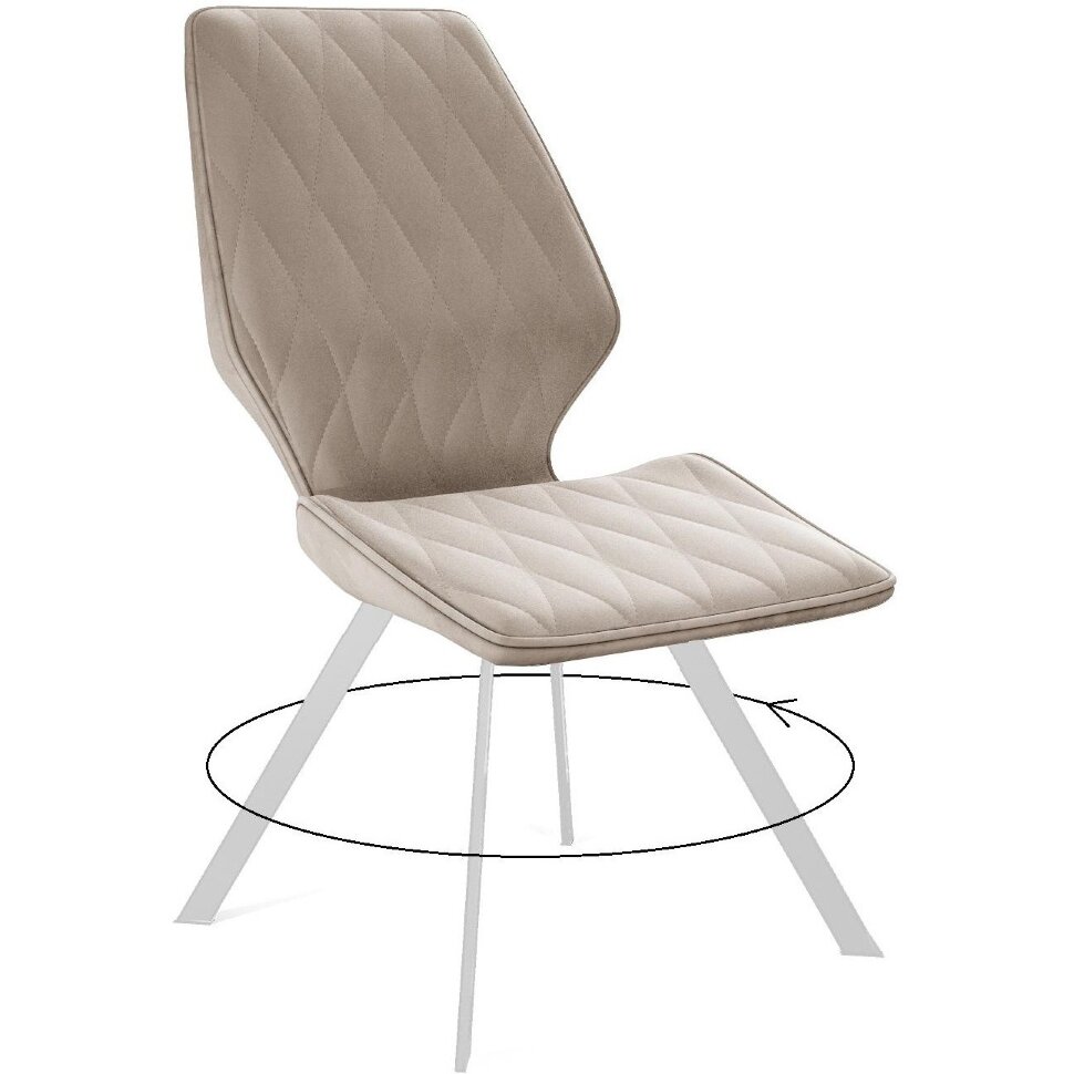 Стул DikLine 243 B03 BEIGE поворотный/ ножки белые Стул DikLine 243 B03 BEIGE поворотный/ ножки белые